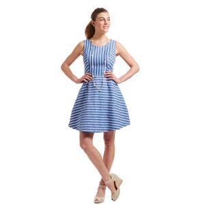 Vineyard Vines Blue White Striped Cotton Linen Fit & Flare Dress 00 Nautical